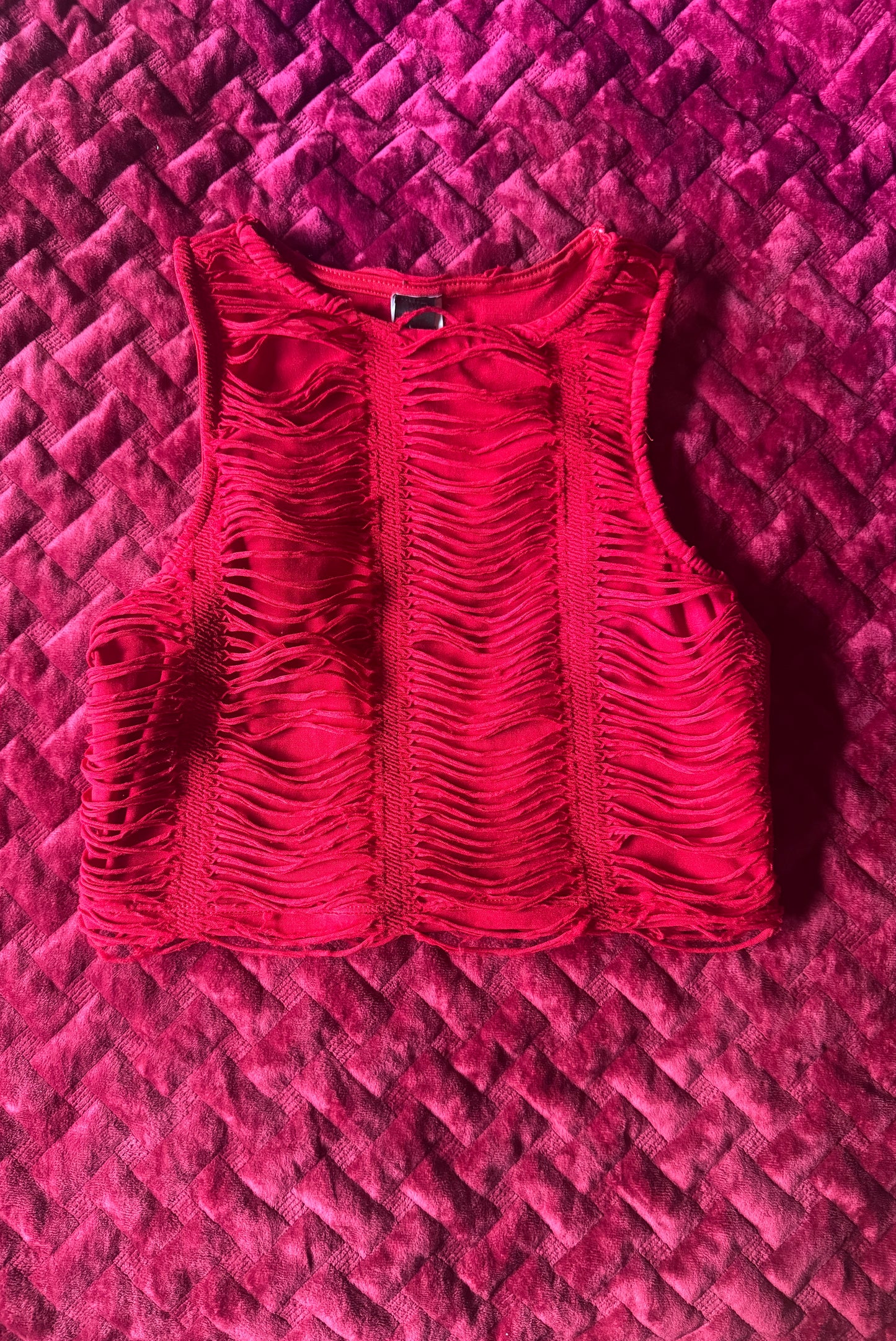 RED HALTER CROP TOP