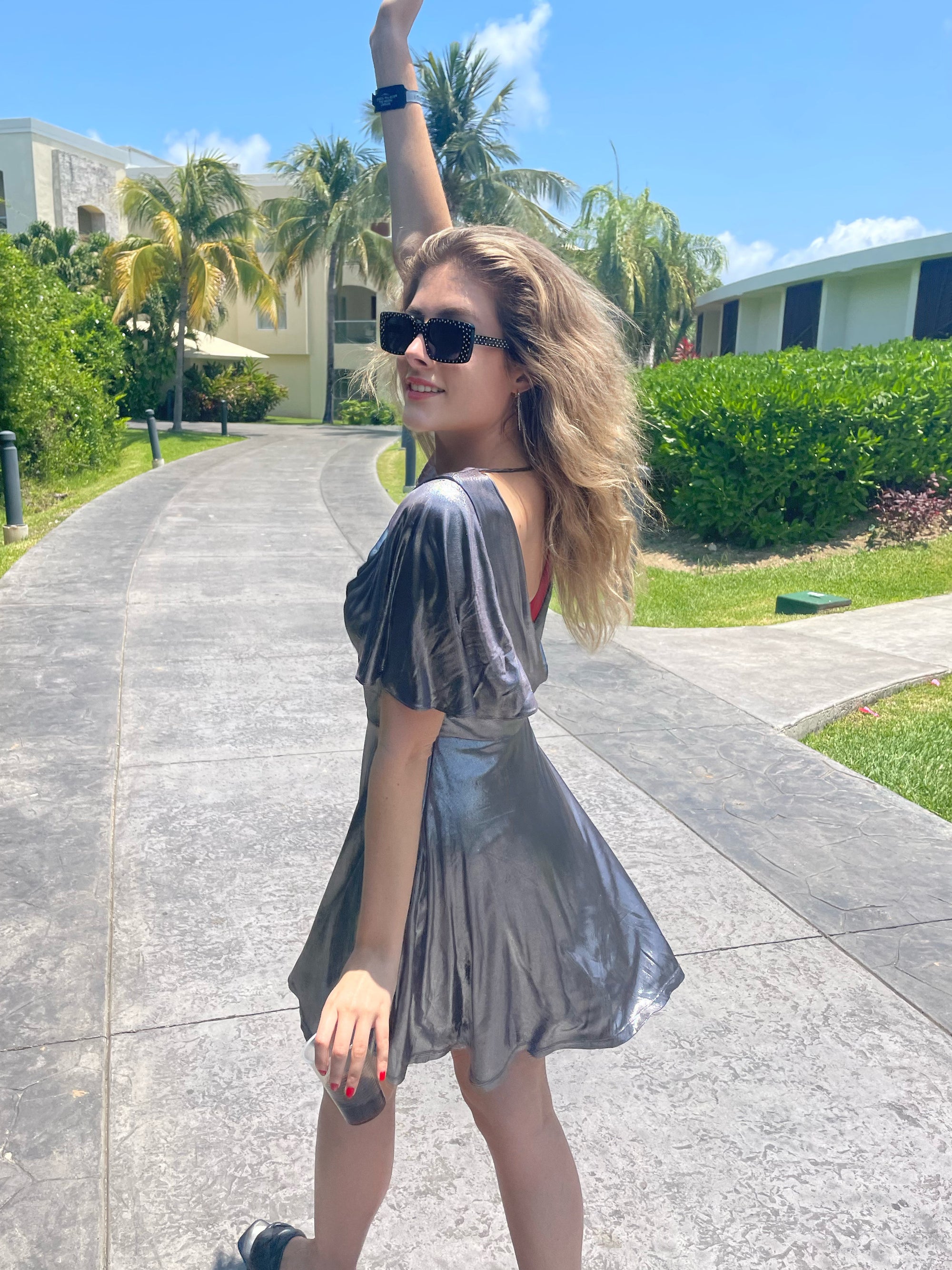 METALLIC GREY DRESS