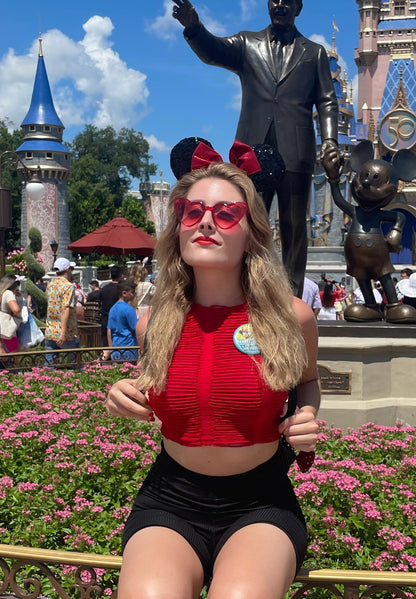 RED HALTER CROP TOP
