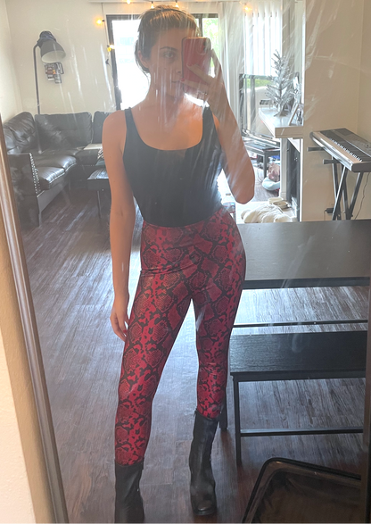 RED SNAKE LEATHER PANTS