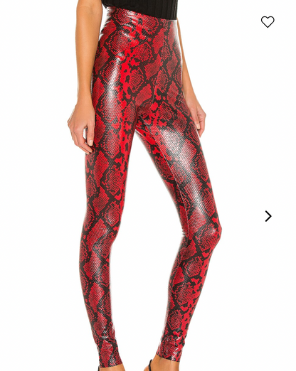 RED SNAKE LEATHER PANTS